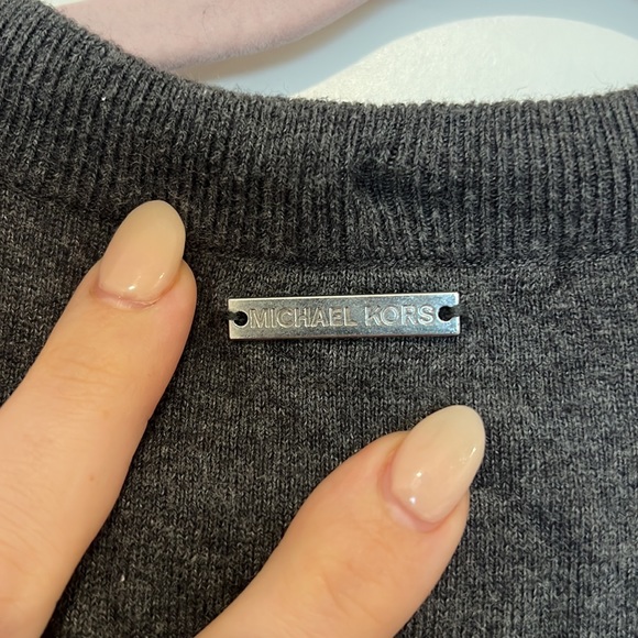 Michael Kors Gray Sequin Tie Neck Sweater - Picture 7 of 7